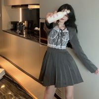 套装女2021春秋新款韩版西装外套+蕾丝吊带+百褶吊带连衣裙三件套 西装外套 单件 S