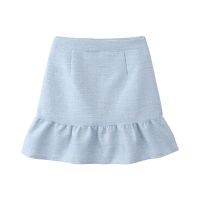 小香风衬衫学院套装女夏季新款甜美半身裙炸街上衣高腰短裙两件套 海盐蓝短裙 (单件) S (建议80~100斤)