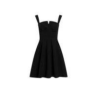 秋季2021年新款女链条长袖短款西装外套+打底吊带抹胸连衣裙套装 单件吊带裙 S