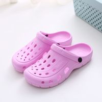 夏季洞洞鞋女男防滑学生休闲沙滩鞋平底护士百搭花园凉鞋EVA拖鞋 粉红 36