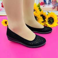 一字牌护士鞋子女夏白色平底中坡跟美容鞋2021新款镂空透气小白鞋 黑色 35