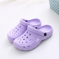 洞洞鞋女夏季平跟情侣厚底防滑大头拖鞋花园鞋包头沙滩鞋凉鞋男女 正加宝紫色 36