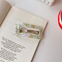 朵薇韩国东大门ins风醋酸板材抓夹少女简约盘发方形发抓发夹发饰 F47镂空绿色-弹簧夹