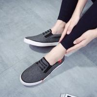 帆布鞋女秋季一脚蹬平底老北京布鞋女休闲透气渔夫韩版懒人单鞋子 2059灰色 36