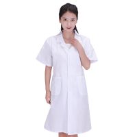 护士服夏季短袖女收腰白大褂长袖医生服粉色薄款美容师工作服套装 白色短袖西服领护士服 S