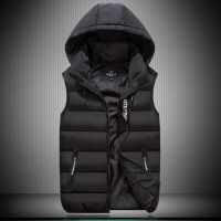 马甲男秋冬季新款潮流宽松帅气坎肩情侣保暖羽绒棉马夹男无袖外套 黑色 字母款 M 70-90斤