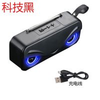 彩灯无线蓝牙音箱多功能大音量老人收音机车载电脑音箱家用低音炮 科技黑 音箱+充电线