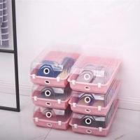 百创[买6送6]鞋盒透明鞋子收纳盒塑料放鞋盒收纳鞋子柜收纳神器 马克龙粉色 买2送2(共4个)