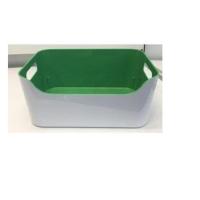 宜家代购瓦瑞拉收纳盒长方形塑料盒子无盖桌面整理PP储物盒 外白内绿中号代购款