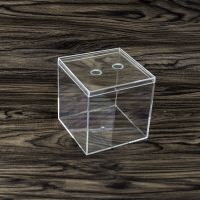 小型正方形透明鱼缸泰国斗鱼亚克力塑料盒迷你宠物饲养盒子带盖子 8.5cm(2个) 2个孔