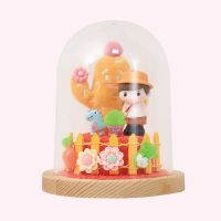 手办盒子儿童DIY创意雪花泥粘贴摆件展示微景观带灯罩桌面收纳盒 梦幻小世界-红土菜地