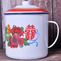老式怀旧铁茶缸子带盖搪瓷缸大容量学生家用经典马克杯复古水杯子 10厘米有盖750毫升 1个装