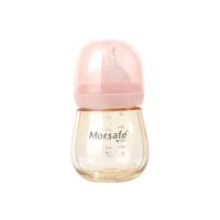 摩尔西夫婴幼儿PPSU奶瓶新生儿奶瓶带手柄吸管塑料奶瓶 粉色150ml