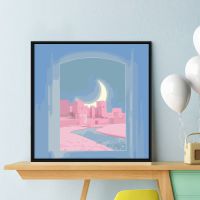 [星辰] 数字油画diy填充油彩装饰绘画画手工涂色上填色水彩治愈 XF017月下窗景 30*30不带框(画完不能挂)