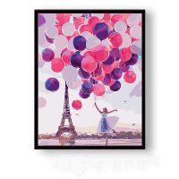 diy数字油画二次元少女ins动漫人物卧室风景手绘油彩画自绘装饰画 X087爱在巴黎 40*50无框(画布颜料画笔)