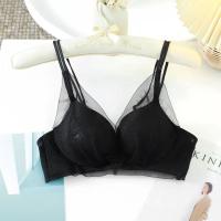 新款无钢圈内衣女小胸聚拢防下垂上托调整型收副乳美背性感文胸罩[11月30日发完] 黑色 32/70A