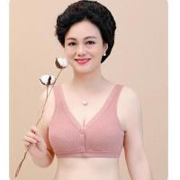 妈妈内衣中老年文胸背心式前开扣无钢圈聚拢老人大码全棉胸罩女 豆沙 36 建议80-90斤穿