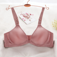 小杯款 中老年人无钢圈内衣前面扣的文胸 妈妈胸罩棉小胸舒适薄款 深豆沙 36/80 AB通杯