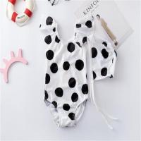 小女孩泳衣 美人鱼尾巴婴儿宝宝连体温泉幼儿公主小童游泳衣套装 黑白波点配帽子1 15斤-25斤S码