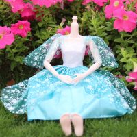 换装60厘米娃娃衣服BJD萝莉裙子美人鱼娃娃服饰时尚套装衣服鞋子 蓝色冰雪大裙 单卖衣服适合60厘米高娃娃穿