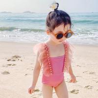 儿童泳衣女连体裙式小中大童游泳衣女童可爱公主宝宝婴幼儿游泳装 紫色钉珠 80