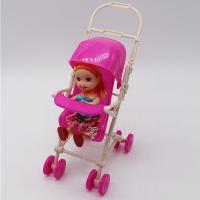 怀孕的芭比娃娃孕妇小推车搪胶洋娃娃生宝宝的大肚娃娃婴儿 婴儿推车+小女孩