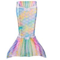 儿童美人鱼尾巴公主裙子服装 女童女孩美人鱼的衣服套装游泳衣 单鱼鳞粉 120