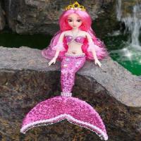 美人鱼公主伊梦丝芭比娃娃精致手工玩偶女孩玩具仿真长发蝴蝶仙子 魅力粉 自玩(高42厘米)送乐趣礼包