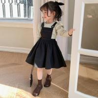 童装2021春装女童连衣裙宝宝背带裙新款春夏秋儿童薄款洋气裙子潮 黑色背带裙 单件背带裙 90