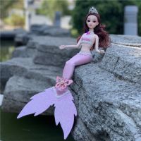 芭比美人鱼公主娃娃创意手工玩偶婚纱儿童仿真女娃玩具生日礼物 特价鱼粉色