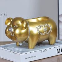 招财猫摆件玄关钥匙收纳北欧风格家居装饰品电视柜摆设树脂工艺品 招财猪金色