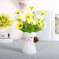 客厅卧室房间室内仿真花艺套装饰品摆件家居餐桌茶几摆设假花盆栽 角篮+1束扶郎菊黄