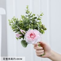 仿真花束假花客厅装饰摆件北欧ins绢花餐桌花玫瑰花套装花艺摆设 粉色玫瑰花束