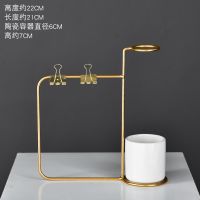 北欧家居饰品创意日历仿真花小摆件办公室桌面花瓶摆设房间装饰品 明信片挂台金色