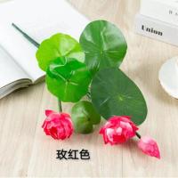 荷花仿真花莲花供佛花卉用品假花套装供奉佛前花 玫红色单支