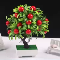 仿真花发财果盆栽假花装饰花束塑料富贵果仿真花绿植物干花小摆件 精品果+送盆