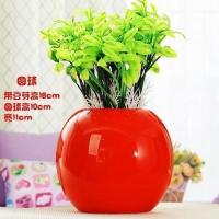 景德镇现代陶瓷工艺品时尚家居饰品客厅摆件 卧室电视柜简约摆设 单只红圆球