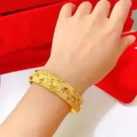 [大捡漏]万足真金实心手镯女款满天星时尚手镯送妈妈礼物 满天星卡扣手镯[收藏送发票+证书]/ 15克(明日价9999元+