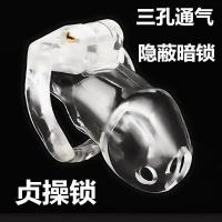 全天候穿戴男用贞洁锁男士sm情趣阴茎锁另类玩具主奴操控防撸工具 男用贞操锁 粉色短款