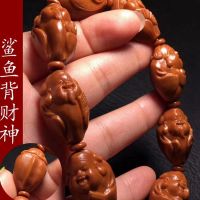 橄榄核鲨鱼背财神橄榄核手串八大财神铁核橄榄核雕手链长串男女款 鲨鱼背财神