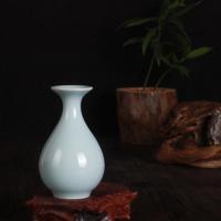 龙泉窑变瓷裂纹釉碎瓷白瓷花瓶玉壶春瓷瓶瓷器装饰品摆件沁艺青瓷 弟窑粉青 小号