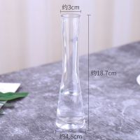简约透明玻璃小花瓶水培植物养鲜花现代客厅桌面一枝花装饰品摆件 透明平口款