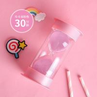 沙漏计时器儿童防摔时间流沙瓶30/60分钟半小时礼物个性创意摆件 马卡龙粉沙 5分钟