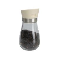 玻璃调料罐调味瓶烧烤撒料撒粉瓶多孔防潮密封盐辣椒孜然粉瓶套装 魔镜椒盐玻璃奶黄单支 无架子