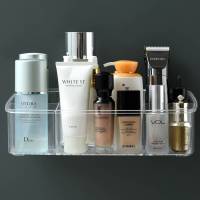 多功能旋转置物架加厚防滑收纳盘家用放瓶子油盐酱醋佐调料收纳盒 透明白[浴室专用]可壁挂款+縸