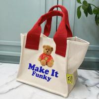 韩国东大门INS可爱熊猫印花迷你帆布饭盒手提包布袋子文艺便当袋 小熊印花帆布饭盒手提包( 不含挂饰)