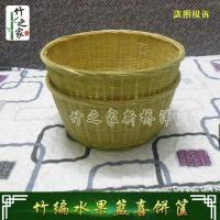 手工竹编制品家用馒头筐藤编小竹筐厨房篮子收纳竹盘馍筐竹篮子 直身篮直径24高9