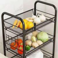 [廊坊]厨房置物架落地多层可移动架子小推车卧室浴室收纳架 1层单匡博雅黑[亏本回馈粉丝]