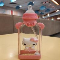 成人吸管奶嘴可爱玻璃大水杯送少女朋友学生便携斜挎包礼物盒韩风 裙边kt奶嘴杯