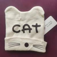 ins婴儿奶嘴帽宝宝套头帽韩版秋冬毛线瓜皮帽儿童奶嘴婴儿宝宝帽 米白色 猫咪套头帽 宝宝头围44-49cm 8-24个